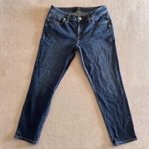 Silver Jeans Suki Skinny Crop Mid Rise Dark Wash W31 L25 Blue